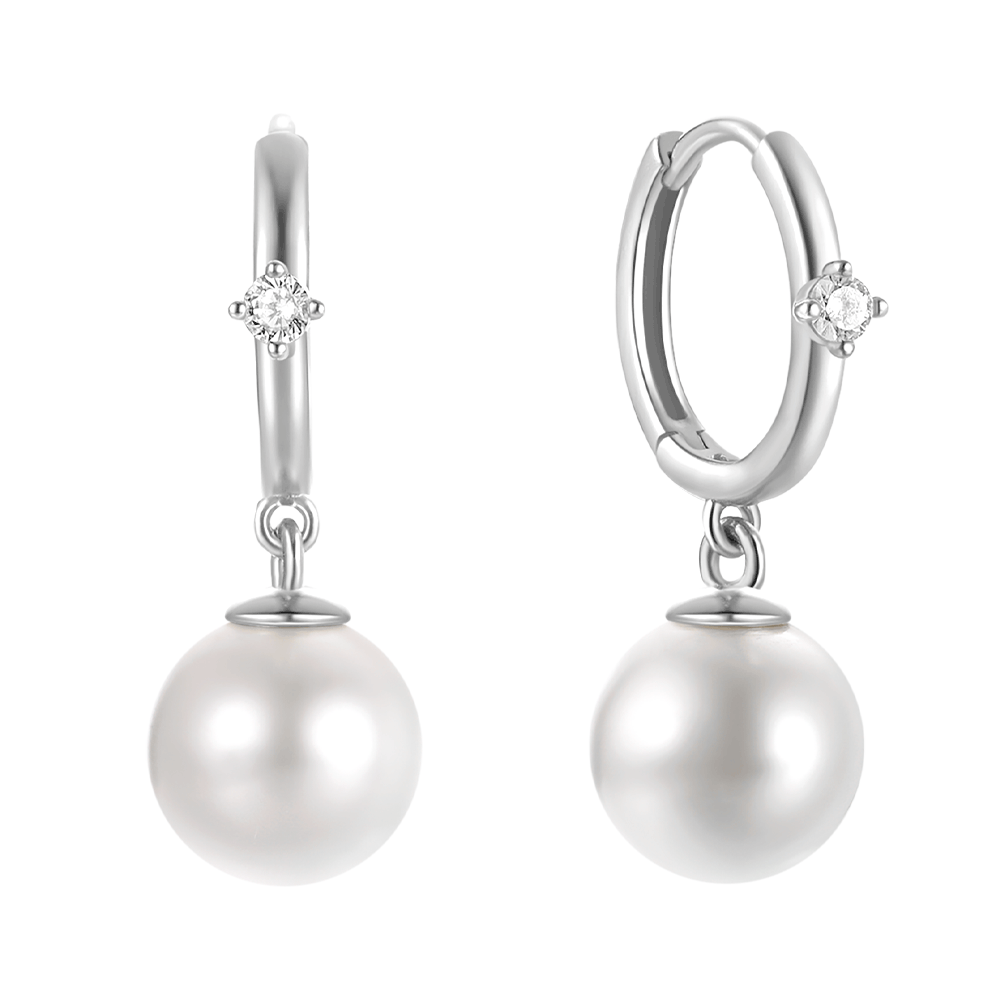 LUSH 925 SILVER Pearl Pendant High Quality Gold Plated Hoop Drop