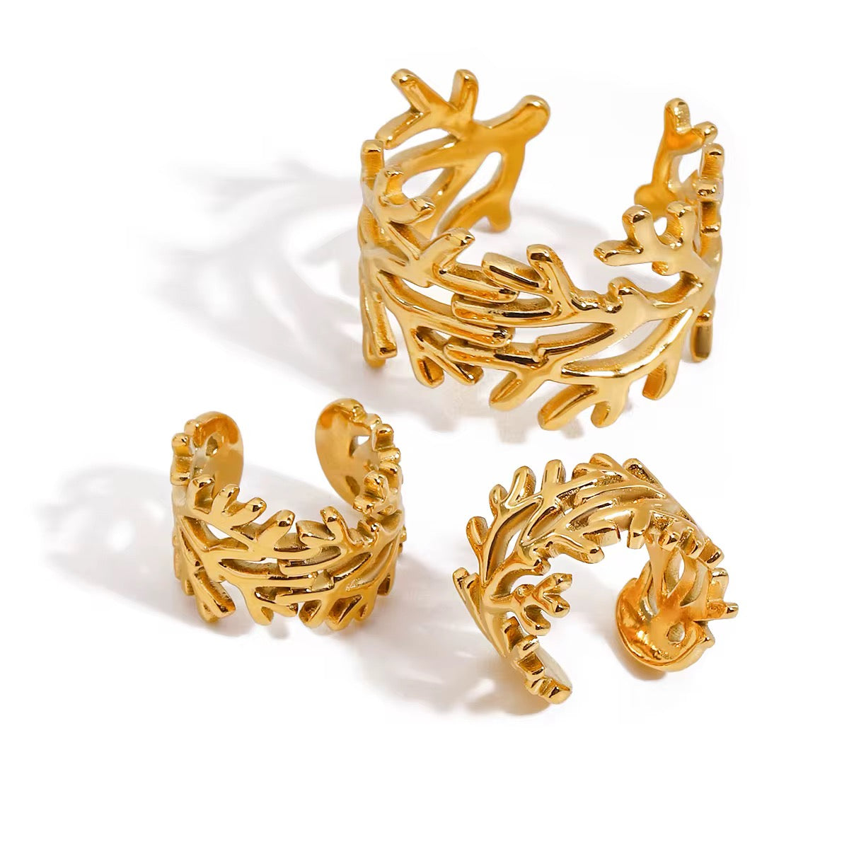 LUSH 18K GOLD PLATED STAINLESS SEAWEED OPEN RING – Lush by Becky