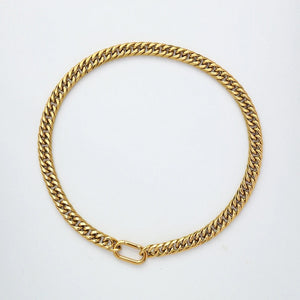 LUSH 18K GOLD PLAYED STAINNLESS STEEL  High Polished Cuban Chain Clasp Necklace