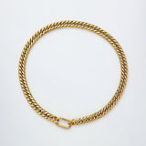 LUSH 18K GOLD PLAYED STAINNLESS STEEL  High Polished Cuban Chain Clasp Necklace
