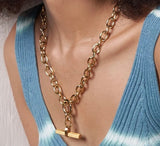 LUSH 18k GOLD PLATED STAINLESS STEEL THICK NECKLACE