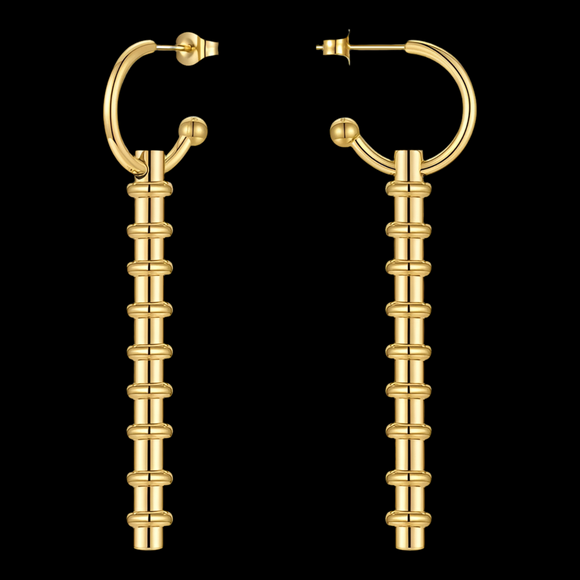 LUSH 18k GOLD PLATED C SHAPE LONG STAINLESS STEEL
