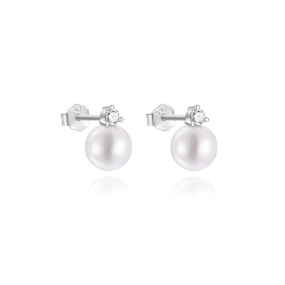 LUSH 925 SILVER  Versatile Simple Natural Freshwater Pearl Stud Earrings