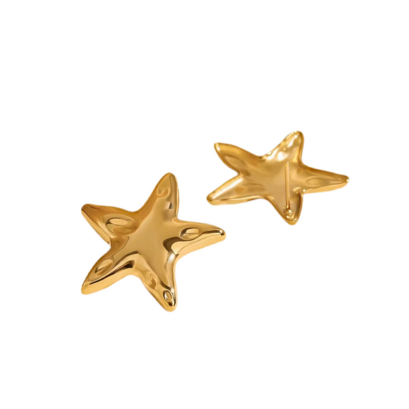LUSH 18K GOLD PLATED Stainless Steel Star Fish earings pair.