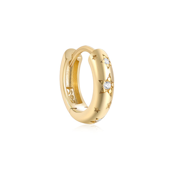 LUSH 925 SILVER Sterling Silver 18K Gold Plated Designer Diamond High Quality Hypoallergenic Pentagram Zircon Hoop Earring