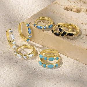 LUSH 925 SILVER 18K GOLD PLATED 5A Zircon Versatile Huggies Hoop Earrings