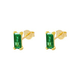 LUSH 925 SILVER S925 Sterling Silver Square Emerald Stud Earrings