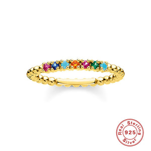 LUSH 925 SILVER  jewelry Minimalist Mini Dot Multicolor Stone Ring