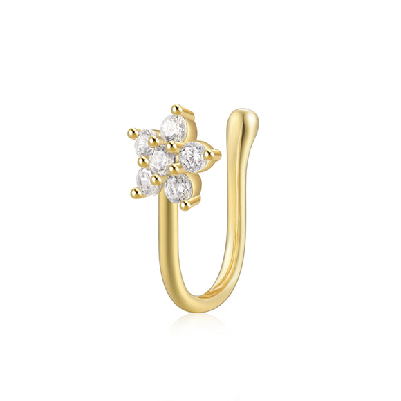 LUSH 925 SILVER  Sterling Silver Flower Diamond Nose Cuff