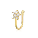 LUSH 925 SILVER  Sterling Silver Flower Diamond Nose Cuff