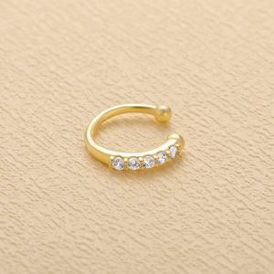 LUSH 925  Sterling Silver Personality Single Row Diamond-Studded Nose Ring Nose Cuff