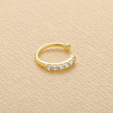 LUSH 925  Sterling Silver Personality Single Row Diamond-Studded Nose Ring Nose Cuff