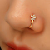LUSH 925 SILVER  Sterling Silver Flower Diamond Nose Cuff