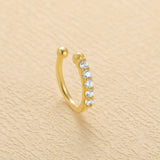 LUSH 925  Sterling Silver Personality Single Row Diamond-Studded Nose Ring Nose Cuff