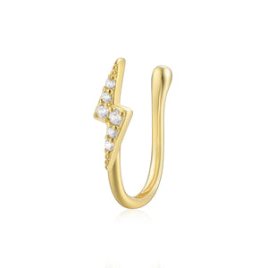 LUSH 925  Sterling Silver Personality Lightning-Shape Diamond Nose Ring Nose Cuff