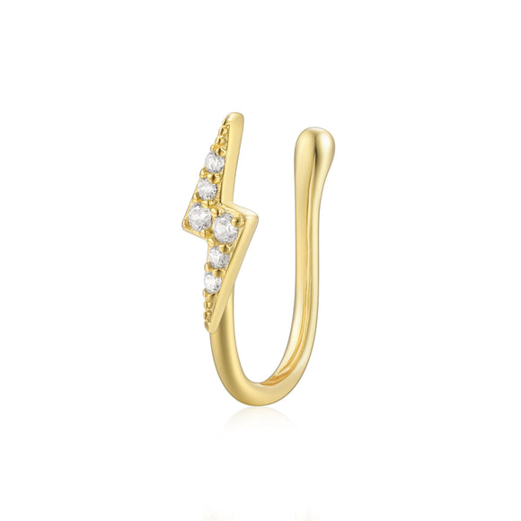 LUSH 925  Sterling Silver Personality Lightning-Shape Diamond Nose Ring Nose Cuff