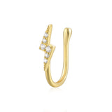 LUSH 925  Sterling Silver Personality Lightning-Shape Diamond Nose Ring Nose Cuff