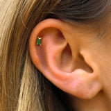LUSH 925 SILVER S925 Sterling Silver Square Emerald Stud Earrings