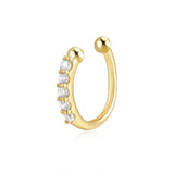 LUSH 925  Sterling Silver Personality Single Row Diamond-Studded Nose Ring Nose Cuff