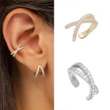 LUSH 925 SILVER Ear Cuff Female double diamond cross