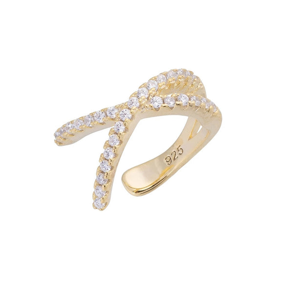 LUSH 925 SILVER Ear Cuff Female double diamond cross