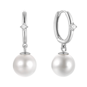 LUSH 925 SILVER Pearl Pendant High Quality Gold Plated Hoop Drop Earrings