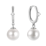 LUSH 925 SILVER Pearl Pendant High Quality Gold Plated Hoop Drop Earrings
