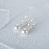 LUSH 925 SILVER Pearl Pendant High Quality Gold Plated Hoop Drop Earrings