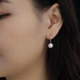 LUSH 925 SILVER Pearl Pendant High Quality Gold Plated Hoop Drop Earrings