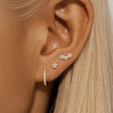 LUSH 925 SILVER 8K Gold Plated 925 Silver 3Pcs Zircon Tassel Hoop Stud Earrings Set