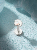 LUSH 925 MOON WITH OPAL SILVER PIERCING EARRING
