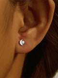 LUSH 925 MOON WITH OPAL SILVER PIERCING EARRING