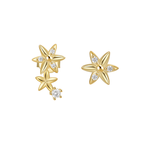 LUSH 925 SILVER SIMPLE FLOWER DESIGN STUD 18K GOLD PLATED