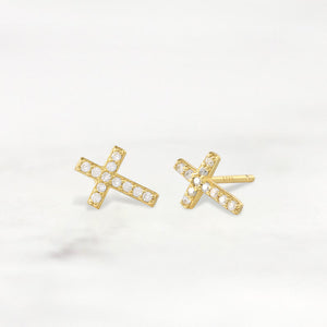 LUSH 925 SILVER SMALL CROSS STUD PAIR