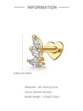 LUSH 925 SILVER 18K GOLD PLATED LEAFT FLAT BACK PIERCING EARRINGEARRING