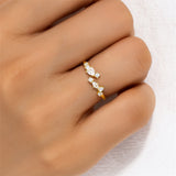 LUSH 925 SILVER LEAF RING WITH 18K GOLD PLATED