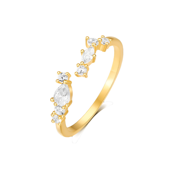 LUSH 925 SILVER LEAF RING WITH 18K GOLD PLATED