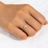 LUSH 925 SILVER CLOVER PEARL RING 18K GOLD PLATED