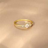 LUSH 925 SILVER CLOVER PEARL RING 18K GOLD PLATED