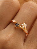 LUSH 925 SILVER FLOWER 18K ADJUSTABLE RING