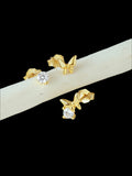 LUSH 925 SILVER 18K GOLD PLATED BUTTERFLY EARRING TRIO