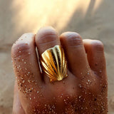 LUSH 18K GOLD PLATED SEASHELL OPEN RING