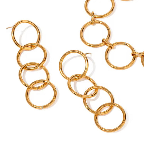 LUSH 18K GOLD PLATED CIRCLE CHAIN EARRINGS
