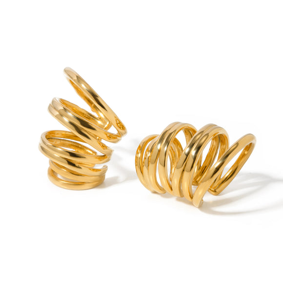 LUSH 18K GOLD PLATED STAINLESS STEEL MULTI-LAYER EAR CUFF