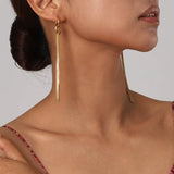 LUSH 18K GOLD PLATED STAINLESS STEEL LONG TASSEL HOOPS