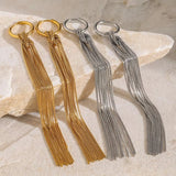 LUSH 18K GOLD PLATED STAINLESS STEEL LONG TASSEL HOOPS