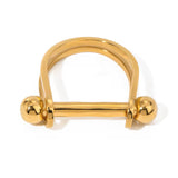 LUSH 18K GOLD PLATED STAINLESS STEEL GOLD HORSESHOE SHAPE RING