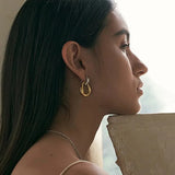 LUSH 18K GOLD PLATED STAINLESS STEEL HOLLOW PENDANT EARRINGS