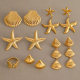 LUSH 18K GOLD PLATED STAINLESS SHELL AND SEASTAR RING