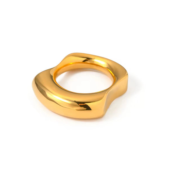 LUSH 18K GOLD PLATED STAINLESS CHUNKY DROP RING